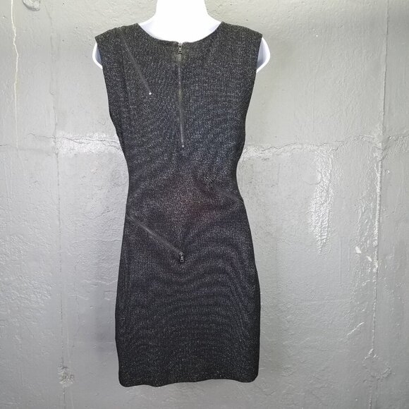ALICE + OLIVIA Gyllen Dress Womens M Mini Black Metallic Fleck Zipper Net Lining - Picture 6 of 12